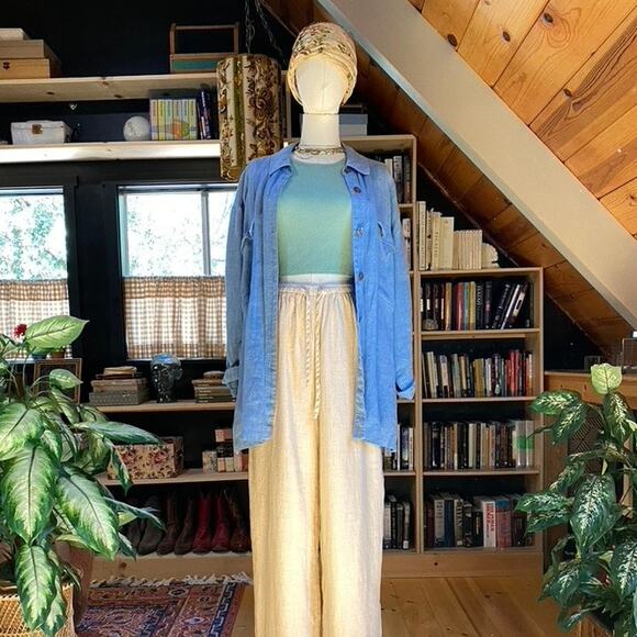 Johnny Was Pants - Linen Pants Cream Oat Tie Waist